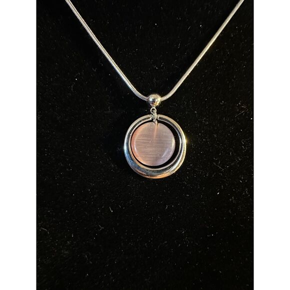 Lia Sophia Silver Tone Pink Stone Pendant - Picture 2 of 4